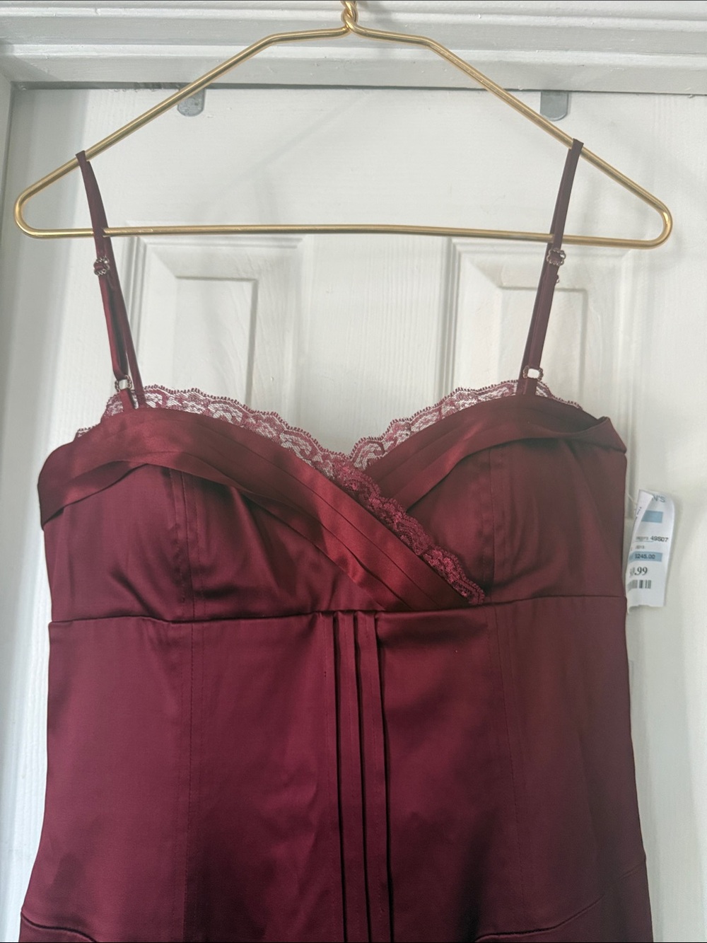 Anne Klein Burgundy Satin Lace Cami Slip
